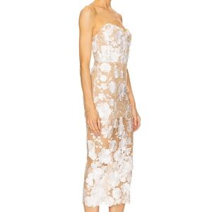 Bronx and Banco White Floral Lace Midi Dress